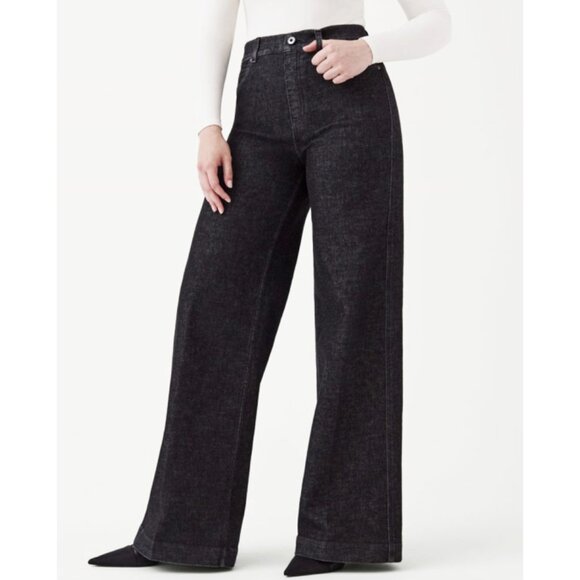 Spanx SPANXshape™ EveryWear Wide Leg Jeans Charcoal High-Rise Waist Shapewear M